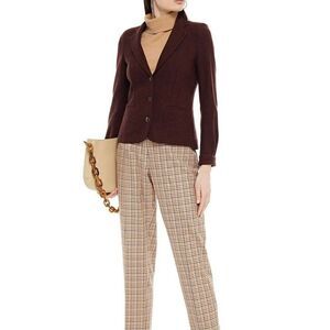 Purdey Gun & Rifle Makers‎ Drummond Suede-Trimmed Cashmere Blazer Merlot Women 8